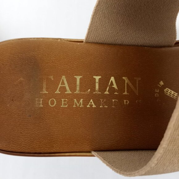 Italian Shoemakers Tan Stretch Strap Wedge Slip On Sandals - Picture 6 of 9
